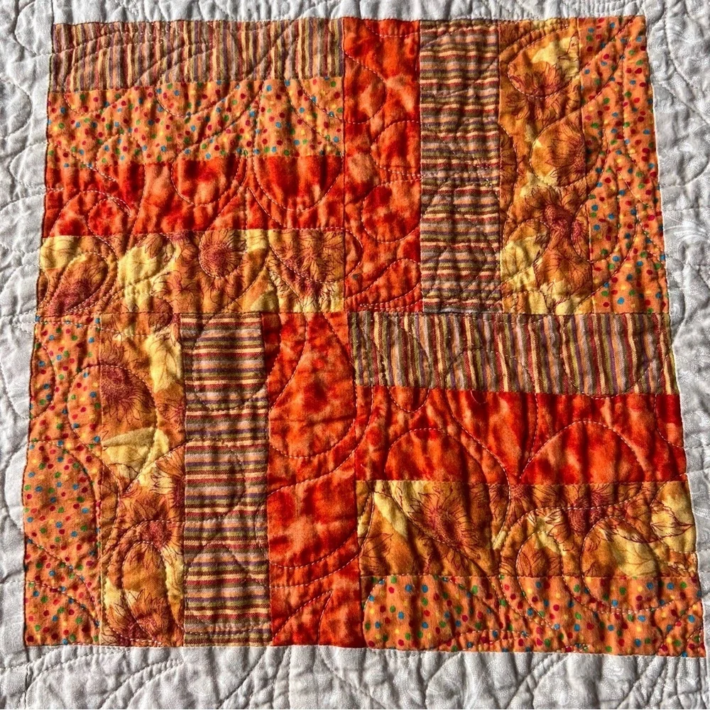 Handmade Patchwork Quilt Throw 50” x 50” Lap Blanket Purple.